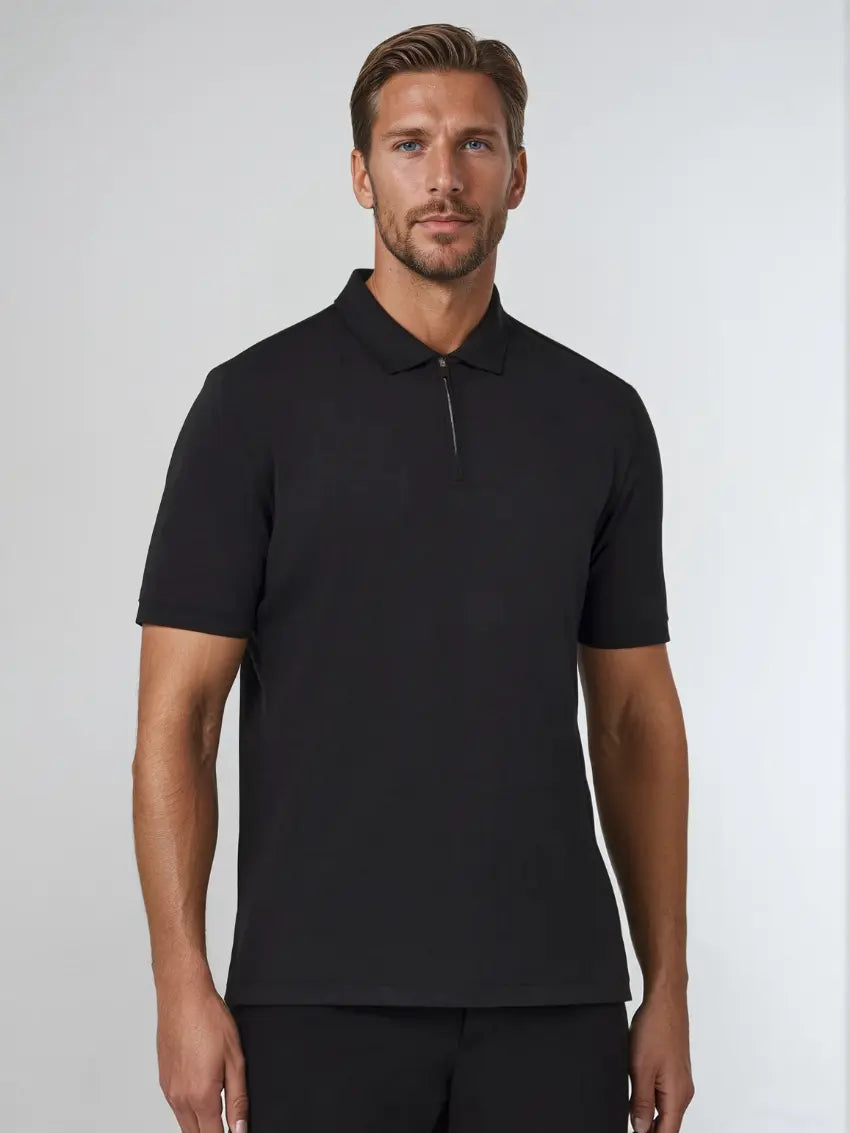 Variant image for Schwarzes Polo Shirt mit Reißverschluss für Herren – Modernes Design, Atmungsaktives Material, Vielseitig für jeden Anlass-1