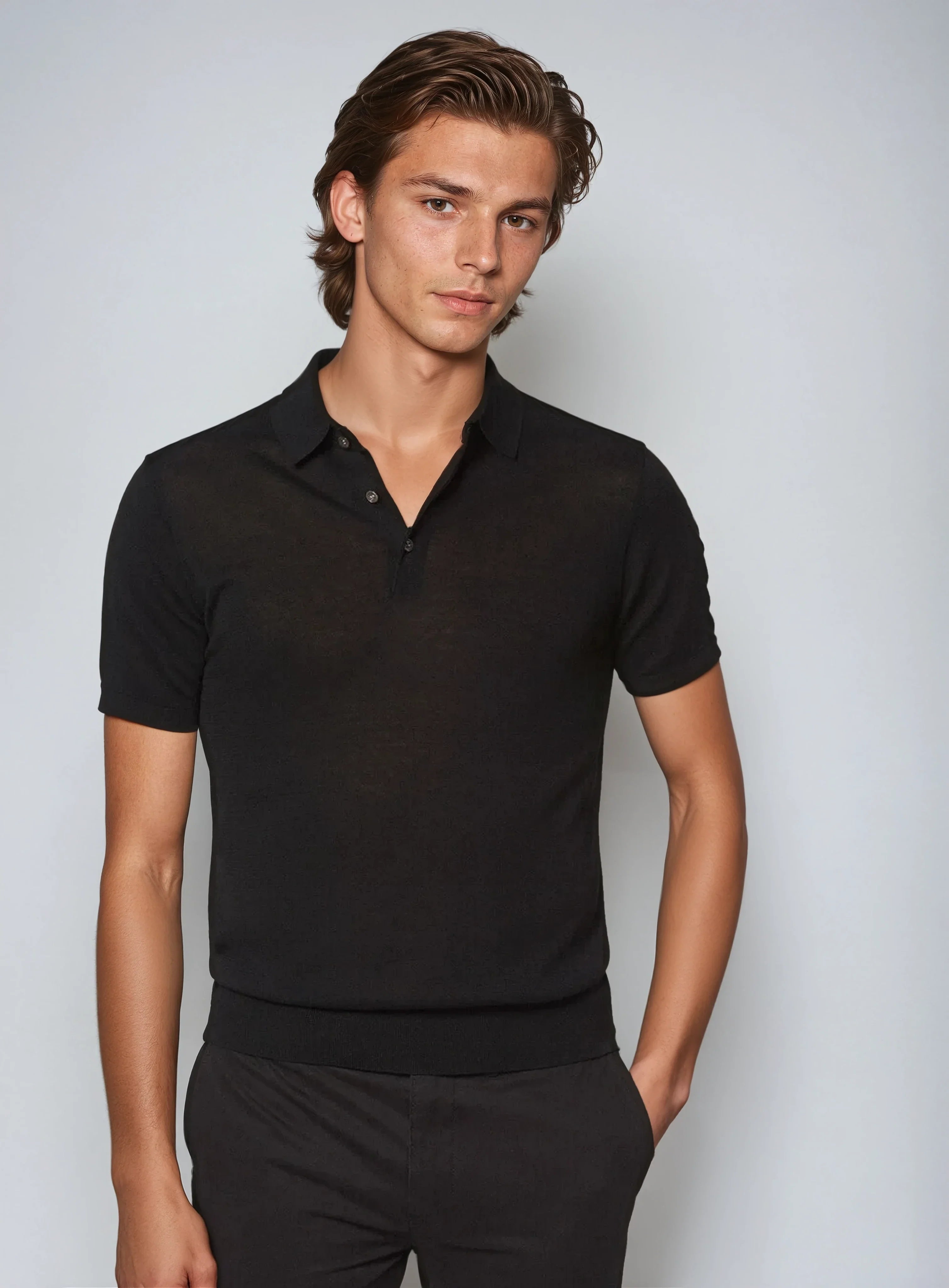 Variant image for Premium Poloshirt Herren aus 100% Baumwolle – Schwarz, Atmungsaktives Design, Größen S bis XL-1