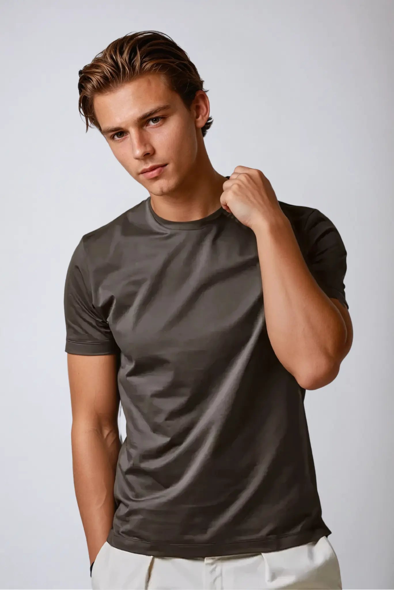Variant image for Supima T-Shirt Dunkelbraun – Luxuriös, Bequem, Atmungsaktiv, Vielseitig, Ideal für Elegante und Lässige Anlässe-1